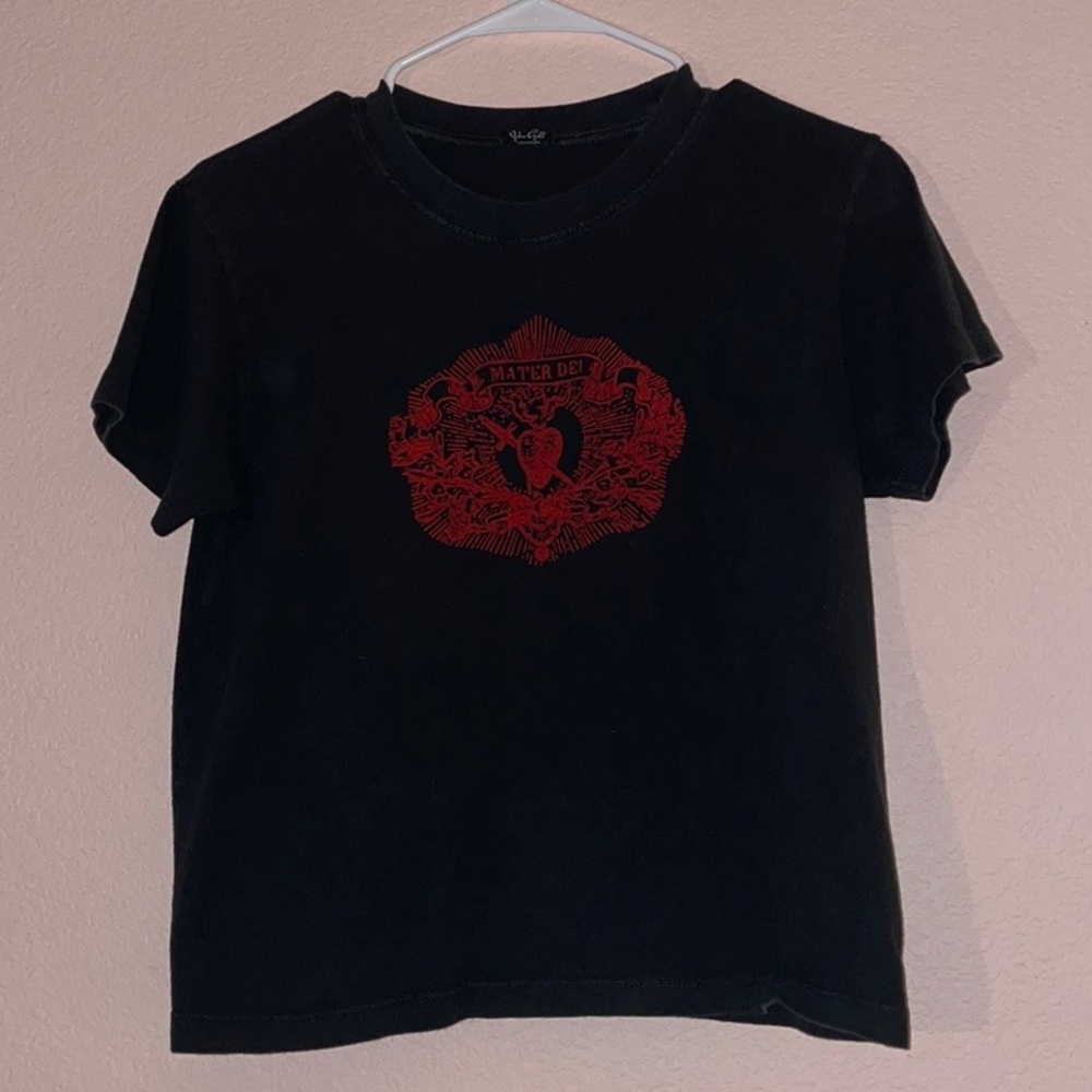 “JOHN GALT MATER DEI T-SHIRT” black and red John galt mater dei graphic tee